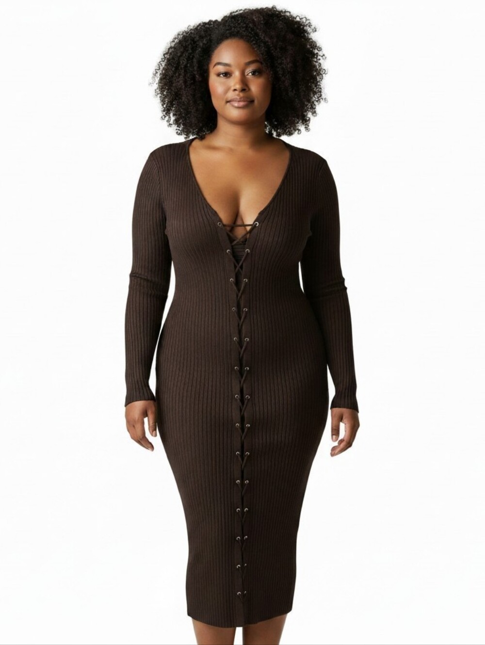 Lane Bryant Black Ribbed Knit Bodycon Stretch Midi Dress Women's Size 22/24 3X